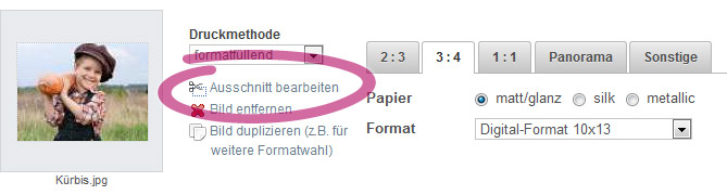 Auschnitt bearbeiten anklicken